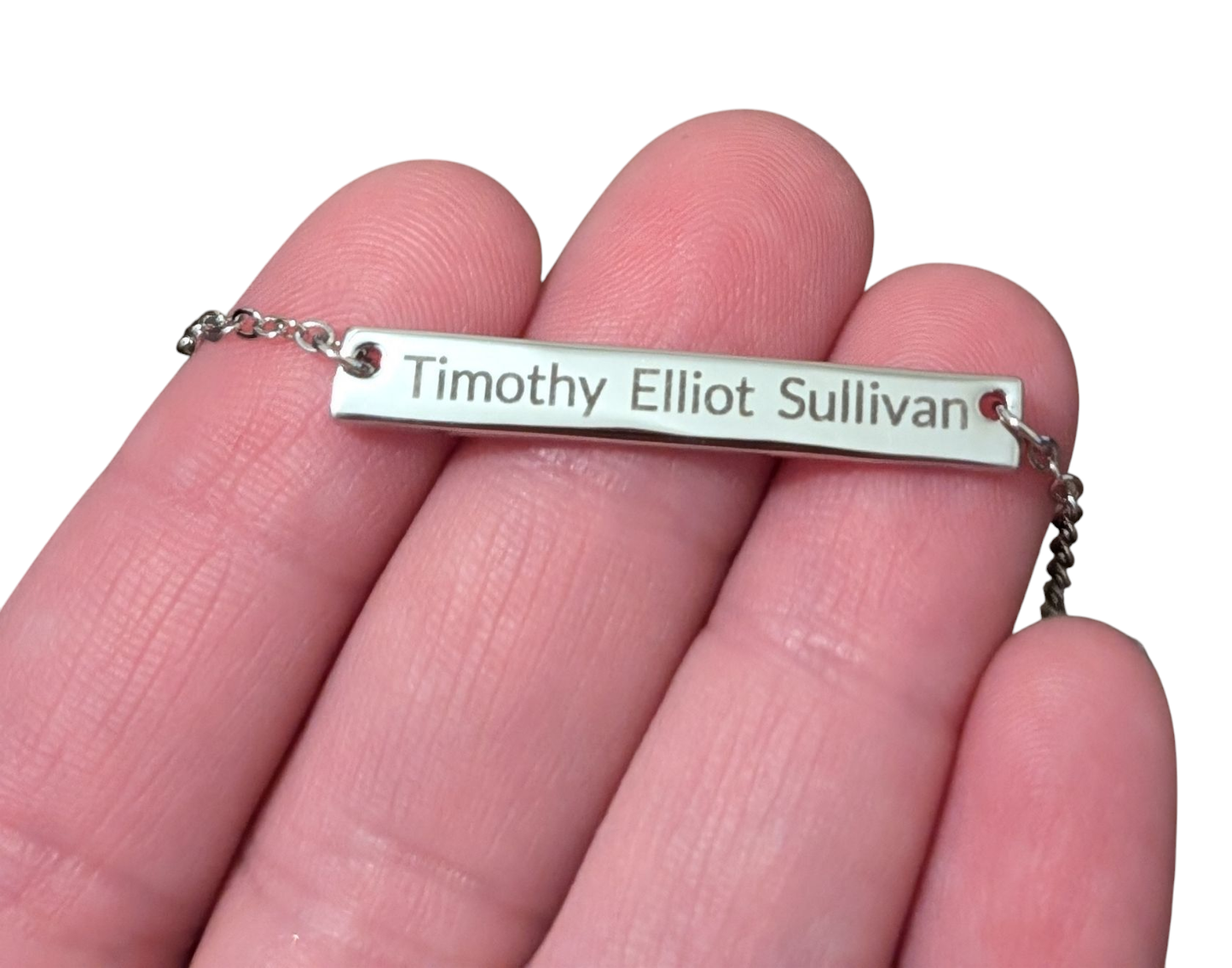 Name bar necklace. Custom and peronalized gold and silver. Shipping available. Email e3custominfo@gmail.com with customization information for your order.