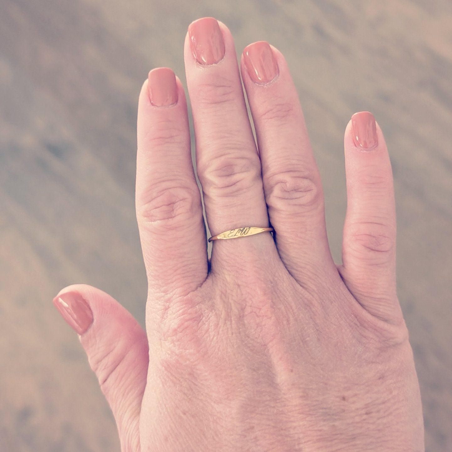 Beautiful, simple and dainty ring. Custom personalized. Shipping available. Email e3custominfo@gmail.com with customization information for your order.