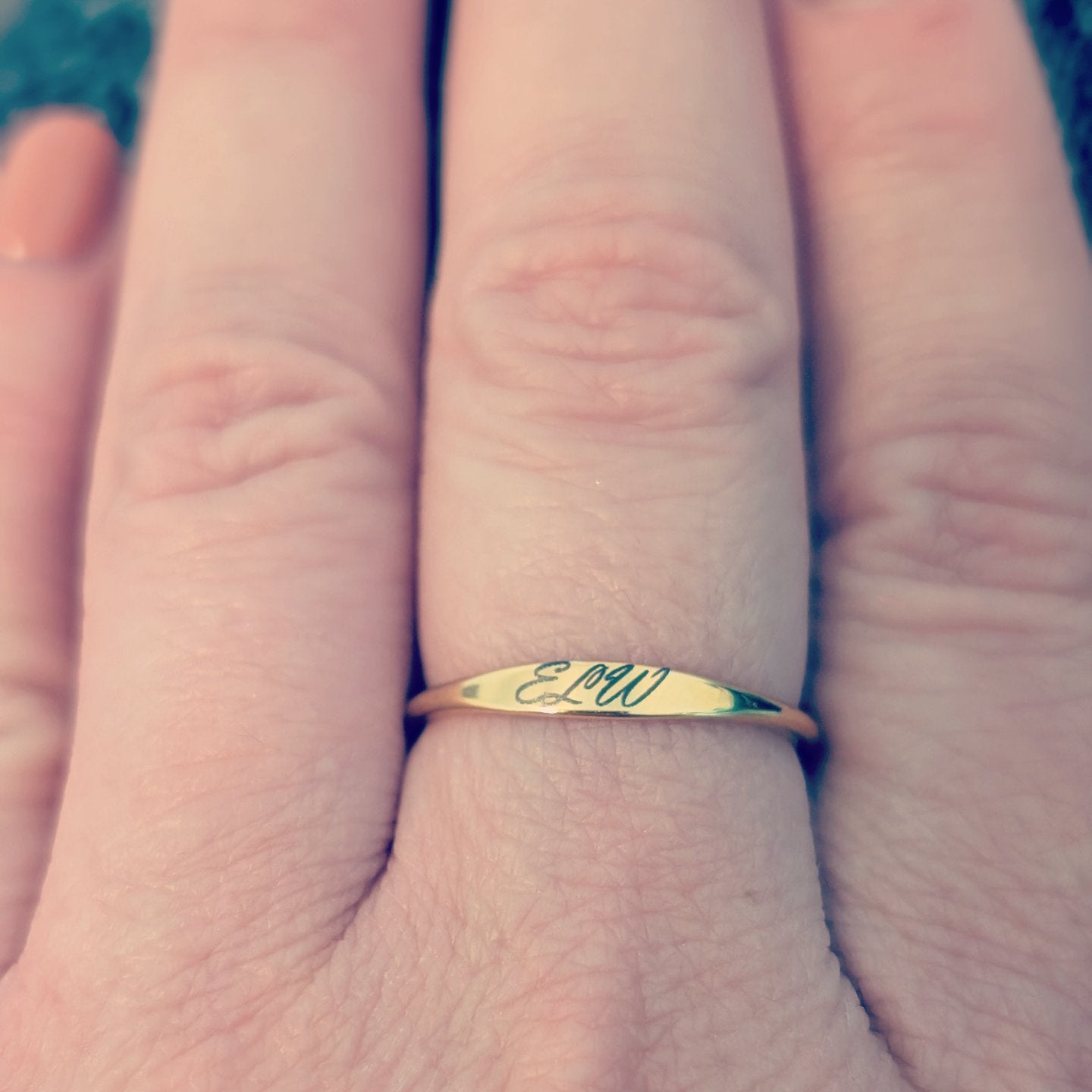 Beautiful, simple and dainty ring. Custom personalized. Shipping available. Email e3custominfo@gmail.com with customization information for your order.