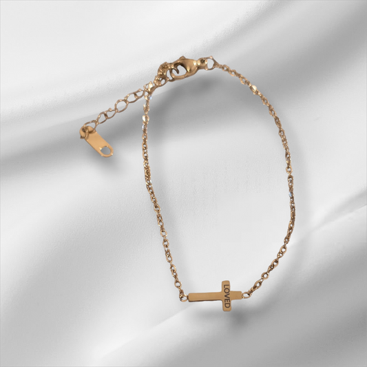 Cross bracelet. Custom personalized gold and silver. Shipping available. Email e3custominfo@gmail.com with customization information for your order.