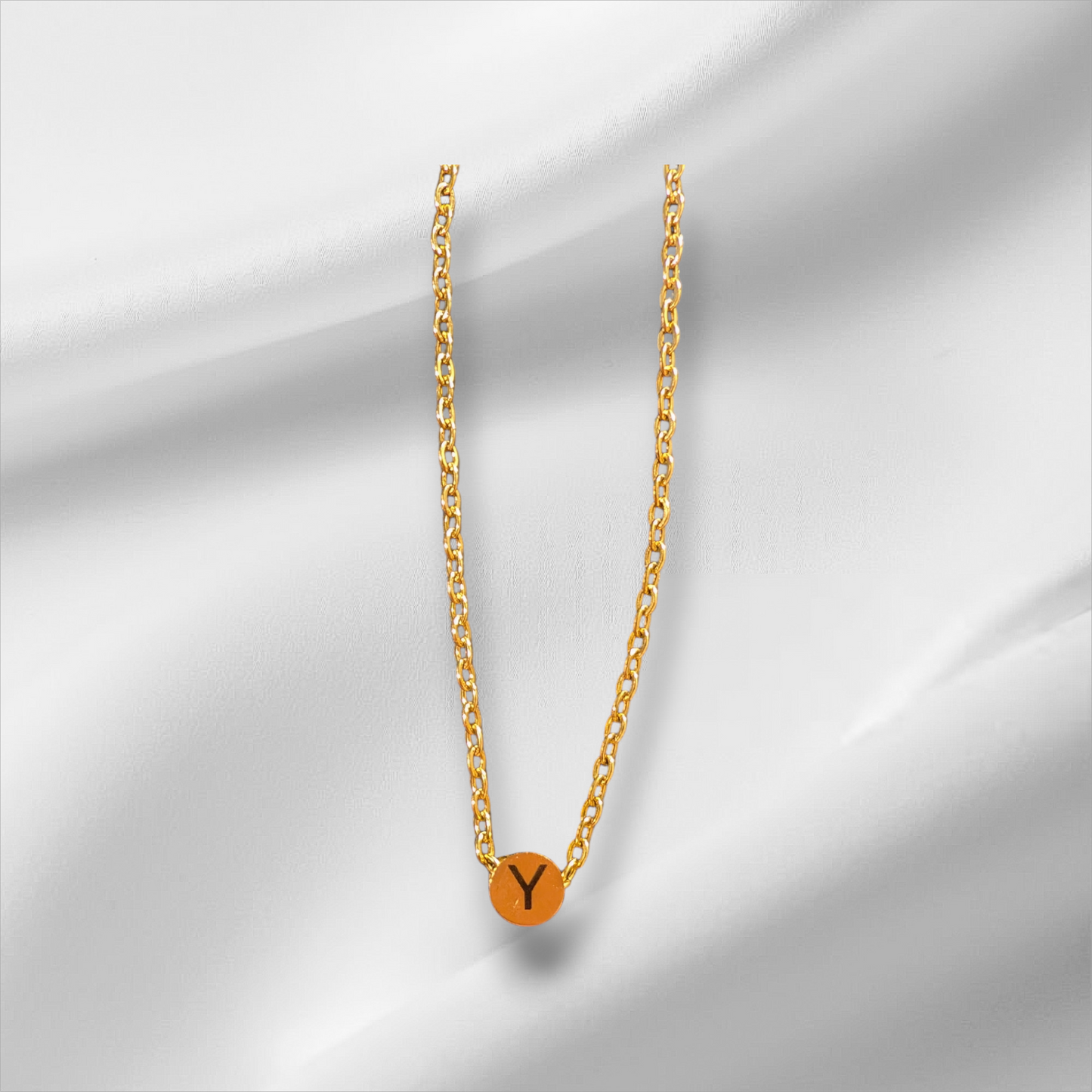 Simple and dainty initial round pendant necklace. Custom and personalized gold and silver. Shipping available. Email e3custominfo@gmail.com with customization information for your order.