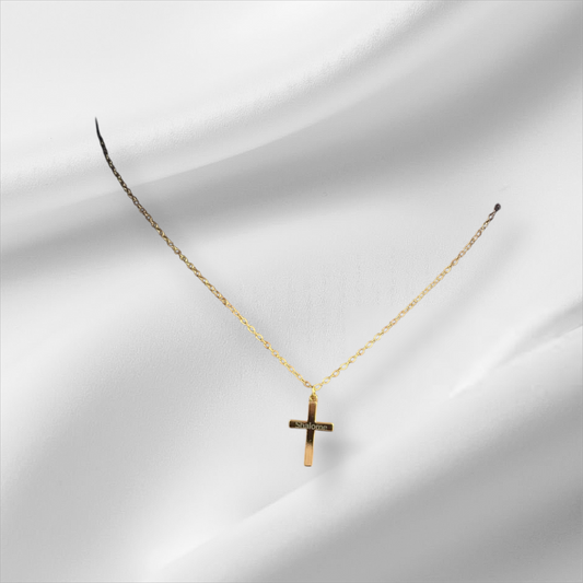 "Shalome" Vertical cross necklace. Custom personalized. Gold and silver. Shipping available. Email e3custominfo@gmail.com with customization information for your order.